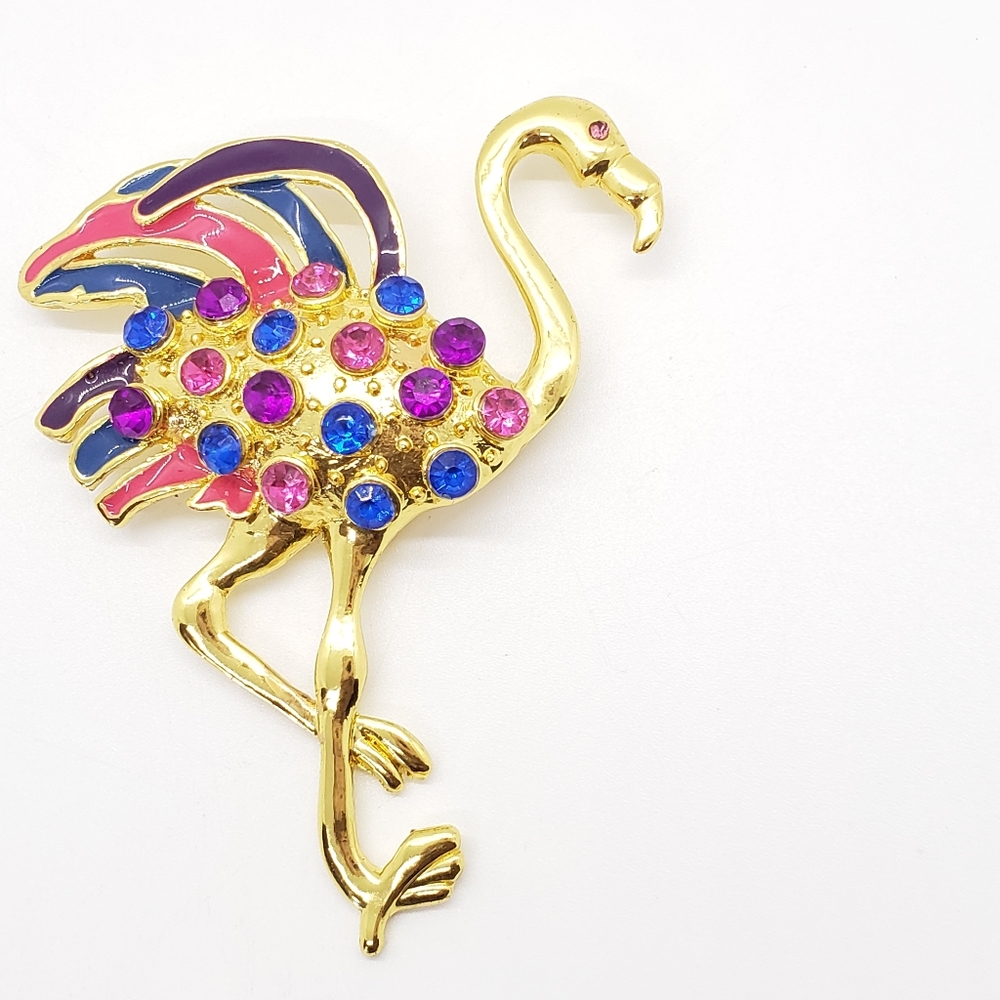 Flamingo Rhinstone Brooch Pendant
